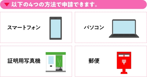 以下の4つの方法で申請できます。